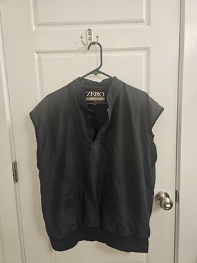 ZERO Dark Gray/Black Rain Vest. Half Button Sleeveless Pullover Top
